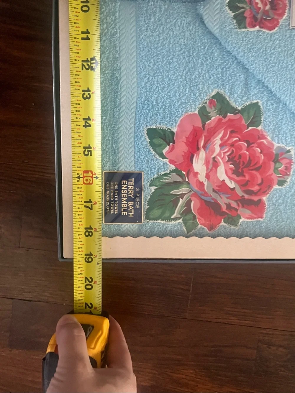 NIB Vintage Cannon Blue Floral Bath Towel 3 pc set roses